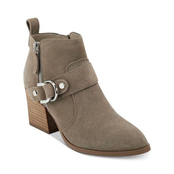 MARC FISHER Womens Beige Water-Resistant Victa Almond Leather Booties 8 M - Picture 1 of 4